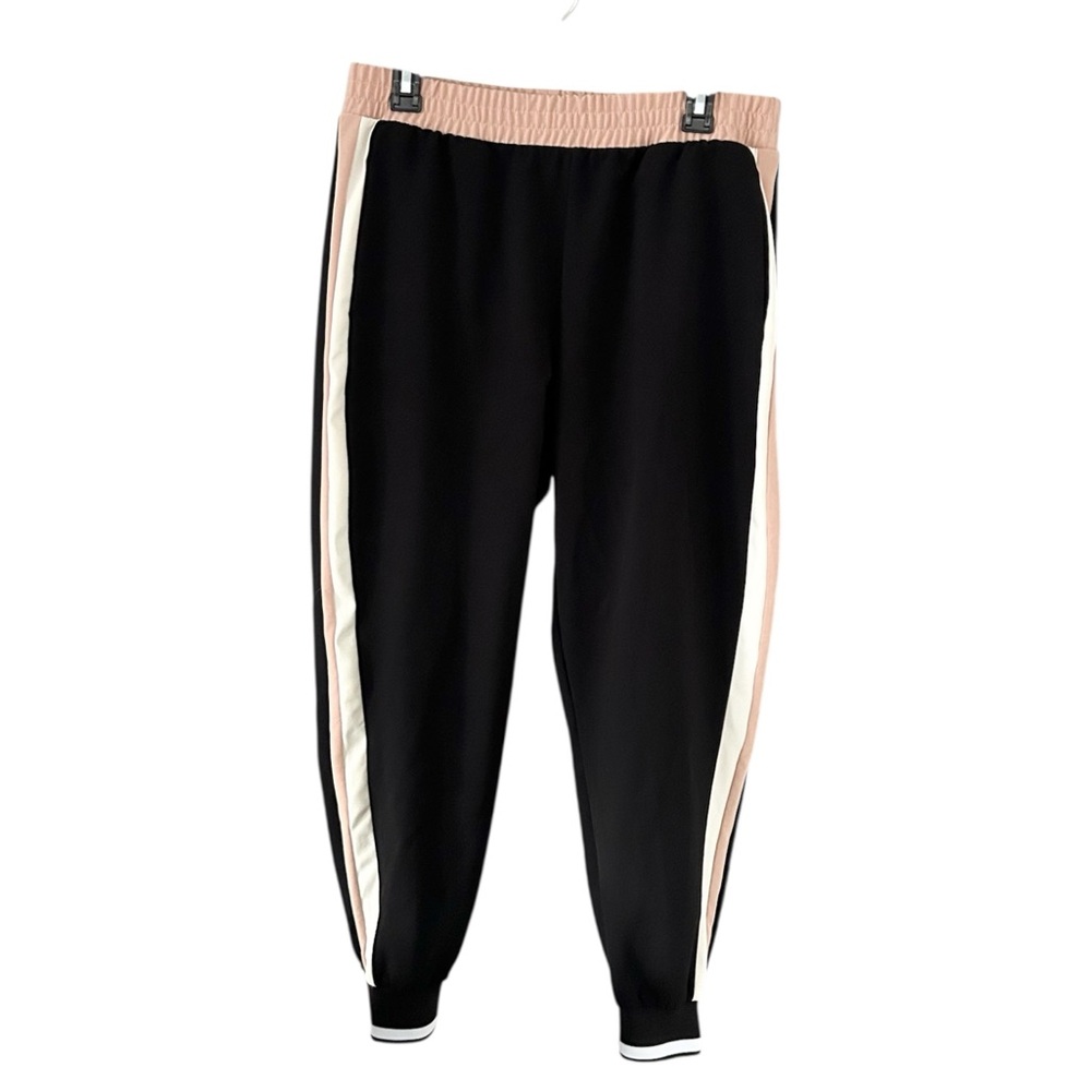 ZARA Pink‎ and White Stripe Black Jogger Pants